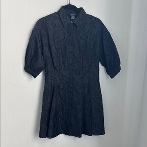 Black Textured Shirt Dress